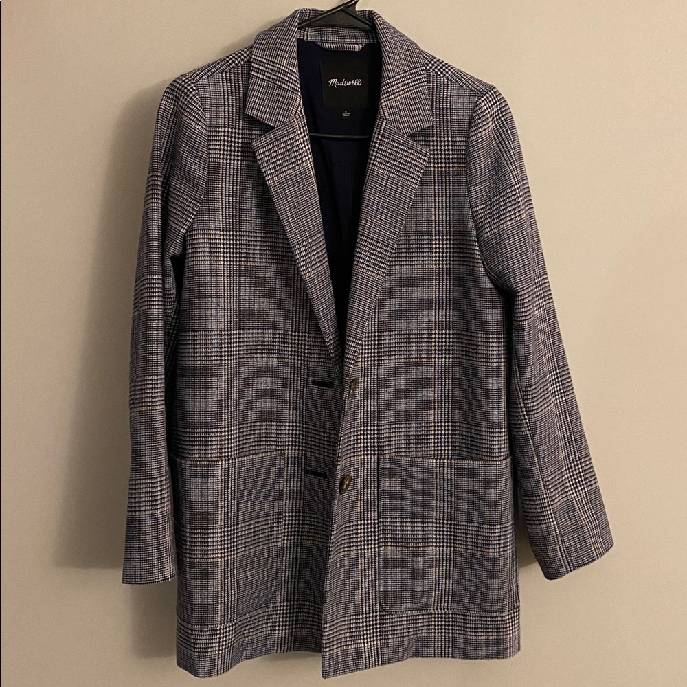 Madewell Blue Plaid Blazer